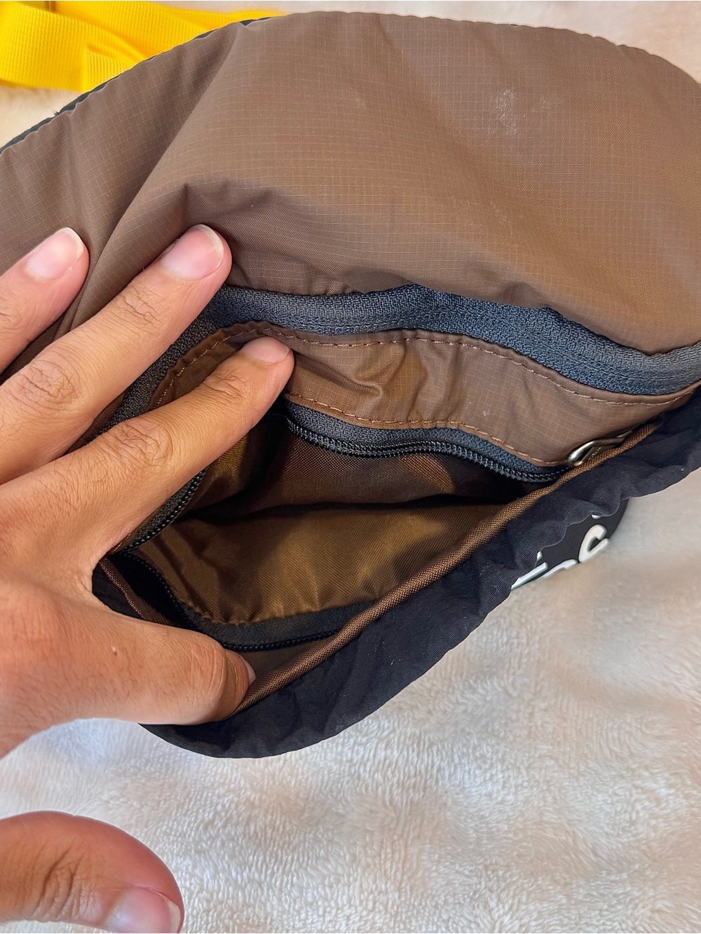 The North Face x Online Ceramics Black & Brown Belt Bag with Yellow Strap - Picture 8 of 15